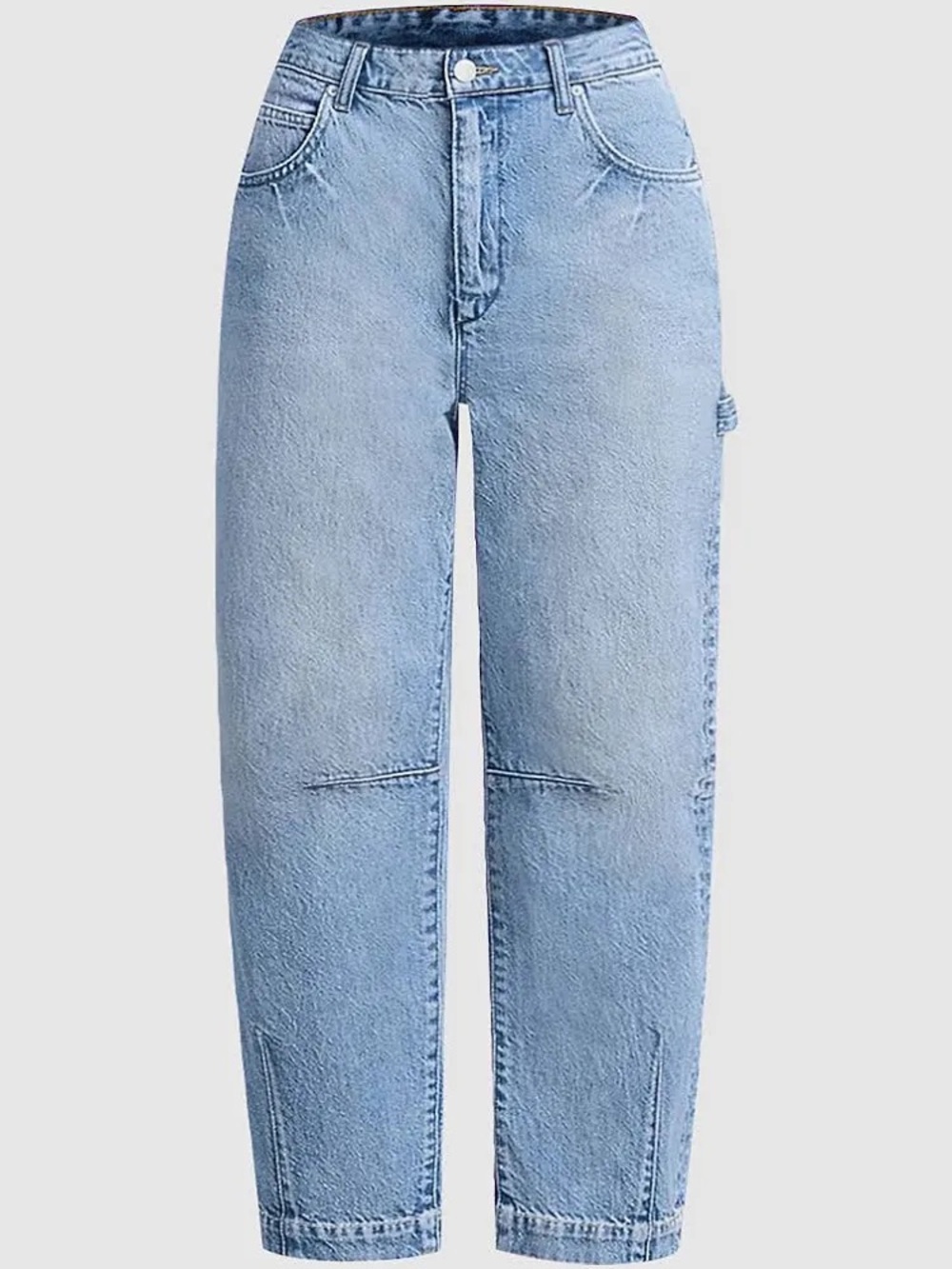 Flamingals Wash Flap Pocket Stitch Detail High Waist Barrel Leg Crop Jeans NWT